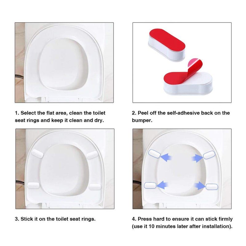 BornFeel Toilet Seat Bumpers 8 Pack Universal Bidet Seat Spacers Attachment Replacement Stabilizers Strong Adhesive for WC Cover - Image 4